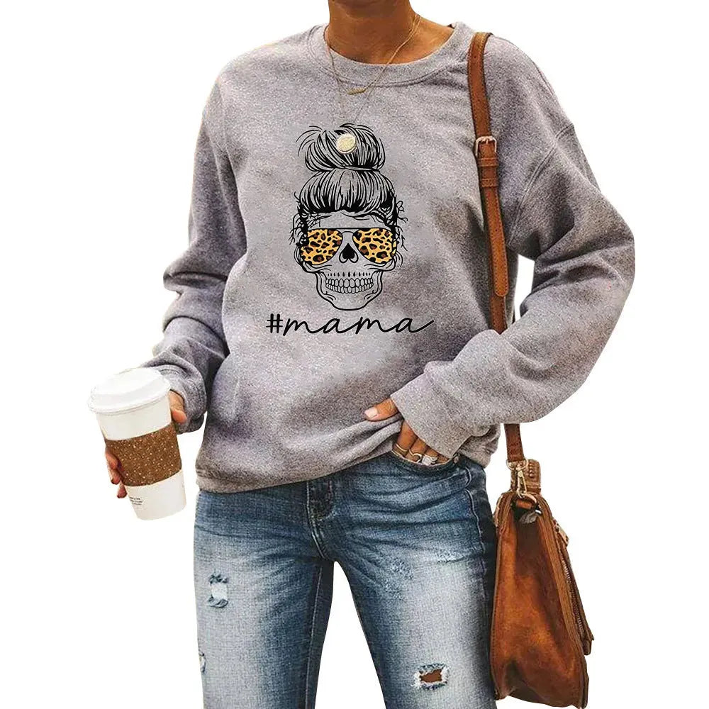 Leopard Print Glasses Printed Round Neck Long-sleeved Sweater - Bellarte Enchanté Leopard Print Glasses Printed Round Neck Long-sleeved Sweater